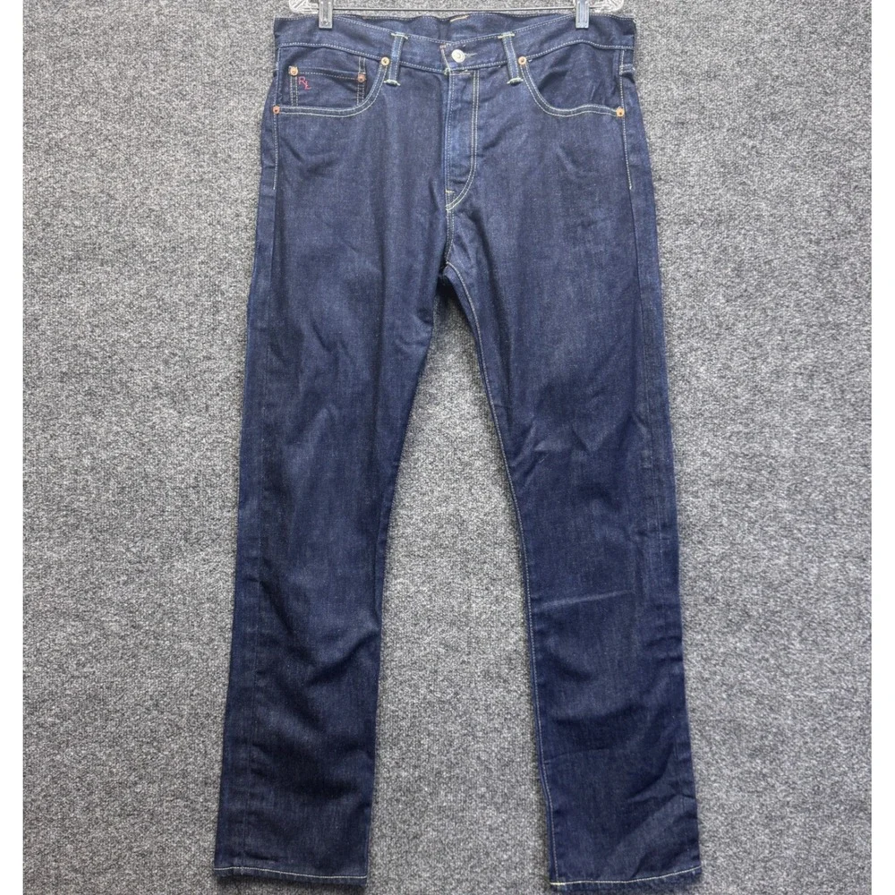 Polo Ralph Lauren Jeans Mens 36x32 Dark Indigo Straight Leg Denim Americana RL